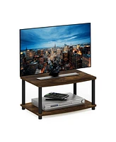 Furinno Turn-n-Tube No Tools 2-Tier Elevated Tv Stands, Amber Pine & Black