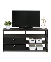 Furinno Tv Stand Hold up to 50" Media Entertainment Center Bookcase Shelves with 2 Drawers