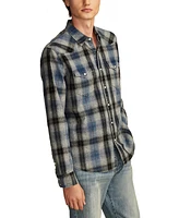 Lucky Brand Men's Indigo Plaid Western Long Sleeve Shirt