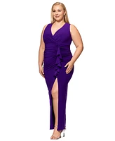 Betsy & Adam Plus V-Neck Gown