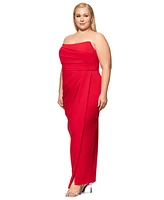 Betsy & Adam Plus Sleeveless Scoop-Neck Sheath Gown