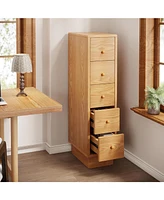 Tribesigns 5-Drawer Narrow Dresser, Set of 2, Wood Tall Dresser for Bedroom,Skinny Dresser Chest of Drawers, Slim Storage Drawers Organizer for Small