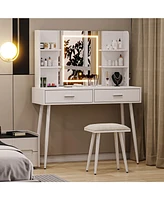 gaomon Makeup Vanity Desk, Vanity Mirror with Lights Desk and Chair