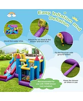 Gymax Inflatable Bounce House 5-in-1 Inflatable Bouncer Indoor & Outdoor Blower Excluded