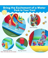 Gouun Inflatable Water Slide Water Park with Long Slide and Splash Pools and Ball Pit with 680W Blower