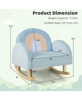 Gouun Toddler Rocking Chair with Solid Rubber Wood Frame Soft Velvet Cover