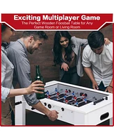 Sugift 42" Foosball Coffee Table w/Tempered Glass Top, Soccer Game Table for Adults & Kids, Modern Arcade Game Table