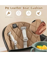Costway Toddler 4 1 High Chair Convertible Table Set w/ Pu Cushion