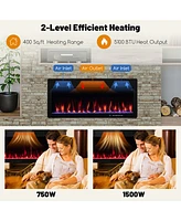 Costway 40" Linear Electric Fireplace 1500W Recessed Wall-Mounted with Multi-Color Flame