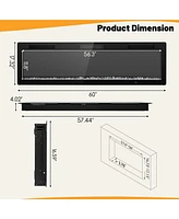 Costway 60" Linear Electric Fireplace 1500W Recessed Wall-Mounted with Multi-Color Flame