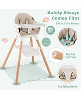 Gouun 6 in 1 Convertible Highchair with Safety Harness and Removable Tray