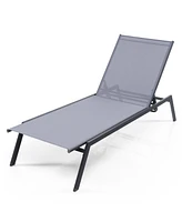 Gouun Outdoor Adjustable Chaise Lounge Chair with Lay Flat Position and Quick-Drying Fabric