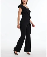 Bebe Women's Knit Crepe Cascade Wide Leg Jumpsuit