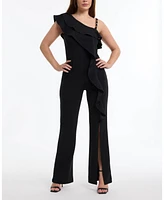 Bebe Women's Knit Crepe Cascade Wide Leg Jumpsuit