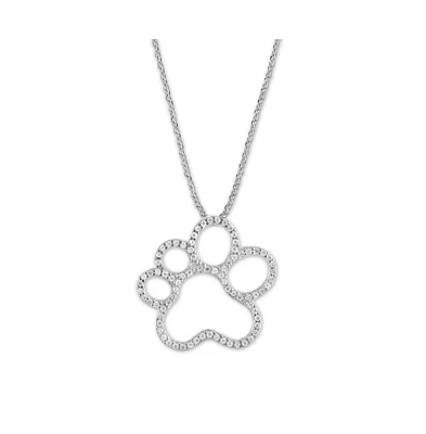 Simona Sterling Silver Open Cz Paw Print Necklace