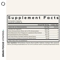 Codeage Brain Focus Vitamins+ Nootropic Supplement with Citicoline as Cognizin, Panax Ginseng, Resveratrol, Gotu Kola, Vitamin B12 Methylcobalamin