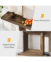 Tribesigns 55-Inch Console Table for Entryway, Farmhouse Hallway Foyer Table with Unique Square Cutout Base, Long Wood Console Table for Living Room,