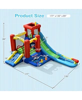 Gymax Kids Inflatable Bounce House Castle 9 in 1 Water Slide Park Without Blower