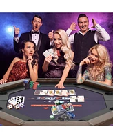 Inolait 50inch Upgraded 8 Players Foldable Poker Table, Portable Texas Holedem Table