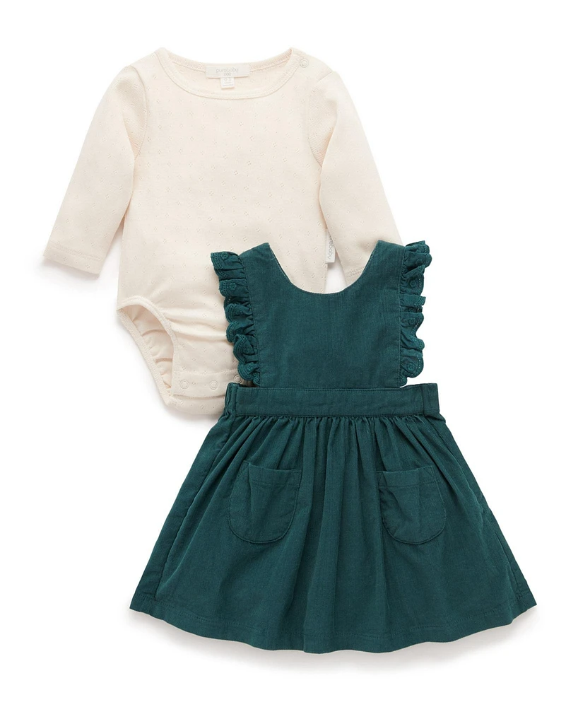 Purebaby Little Girls Corduroy Pinnie Set