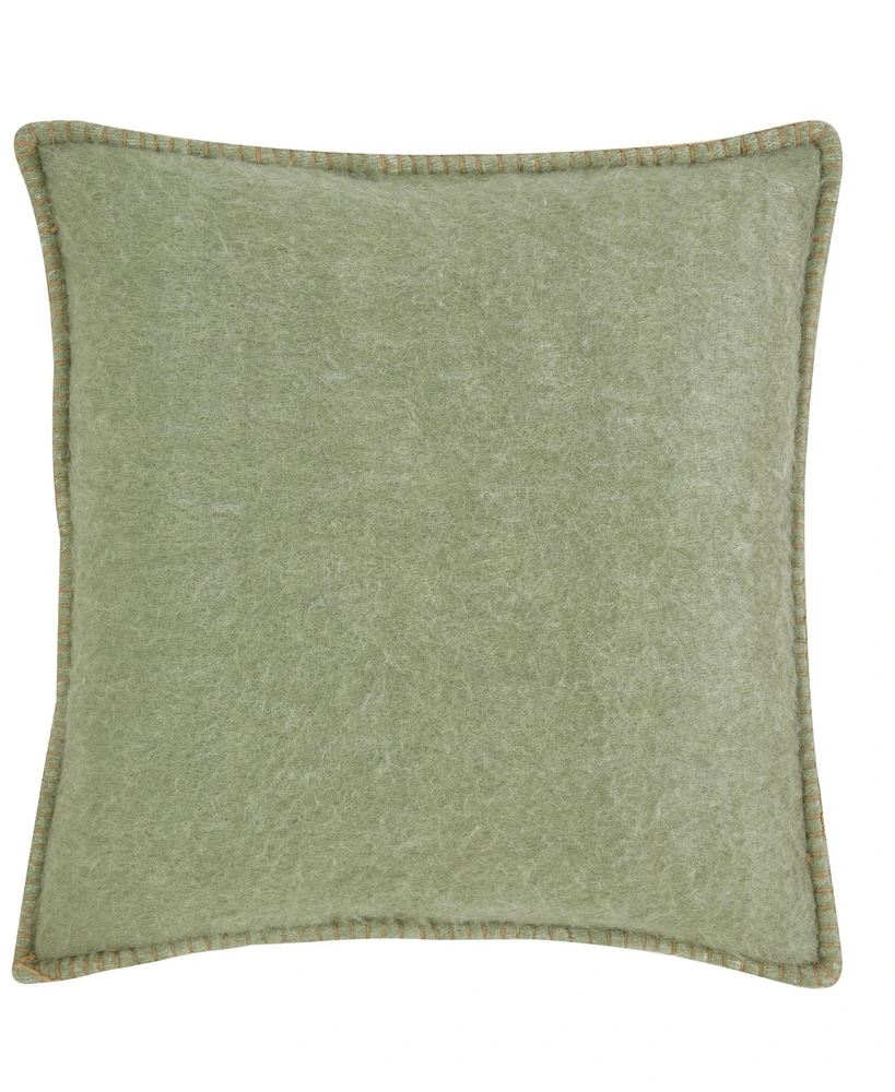 Ihi Home Moss Mohair Pillow, Green, 24"x 24"