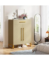 Tribesigns Shoe Cabinet with Doors, 20 Pairs Storage Drawer for Entryway, Modern Rack Organizer Adjustable Shelves Hal