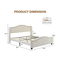 gaomon King Size Bed Frame, King Bed Frame with Headboard, King Platform Bed Frame with Soft Covered, Noise Free, Solid and Stable