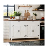 gaomon Sideboard Buffet Cabinet with Drawer and Storage,Farmhouse Coffee Bar Cabinet with Drawers and Shelves, 55" Barn Doors 62" Kitchen Cupboard Buf