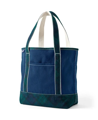 Lands' End Medium Print 5 Pocket Open Top Canvas Tote Bag