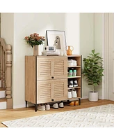 Costway Shoe Storage Cabinet with Flip Doors Adjustable and Removable Shelves for Entryway