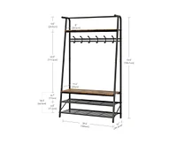 gaomon Coat Rack Shoe Bench, 4-in-1 Hall Trees Entryway Bench with Coat Rack and Shoe Rack