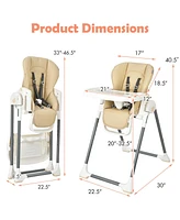 Gouun Foldable Baby High Chair with Double Removable Trays and Book Holder