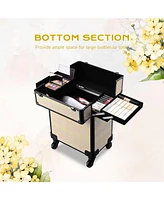 Byootique Rolling Makeup Train Case Cosmetic Trolley Organizer Blush ForgetMeNo