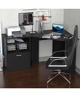 Homcom Computer Desk w/ Printer Cabinet L-Shape Corner Table Pc Laptop Desk