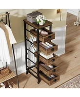 Tribesigns Tall Narrow Dresser, Small Wood Thin Chest of 5 Drawers, Vertical Dressers & Chests of Drawers Storage Organizer for Bedroom, Living Room,