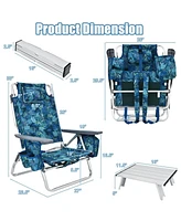 Gouun 2 Packs 5-Position Outdoor Folding Backpack Beach Table Chair Reclining Chair Set