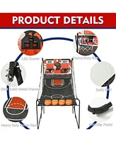 Sugift Foldable Basketball Arcade Game w/Led Scoring, Dual Shot Indoor Hoop Game for 2 Players, Includes 4 Balls
