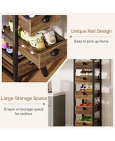 Tribesigns Wood Fruit and Vegetable Storage Rack, 5-Tier Narrow Snack Stand Fruit Basket Kitchen Stand, Pull-Out Utility Organizer for Kitchen, Living