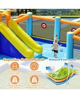 Gymax Inflatable Water Slide 7-in-1 Giant Kids Wet Dry Bounce House w/ 735W Blower