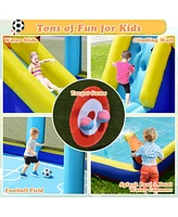 Gymax Inflatable Water Slide 7-in-1 Giant Kids Wet Dry Bounce House w/ 735W Blower