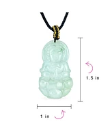 Bling Jewelry Yogi Amulet Boho Chalcedony Carved Buddha Pendant Necklace Black Cord