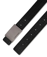 Calvin Klein Men's 4-In-1 Reversible Leather Strap with 2 Interchangeable Plaque Buckles Belt, 3-Piece Set