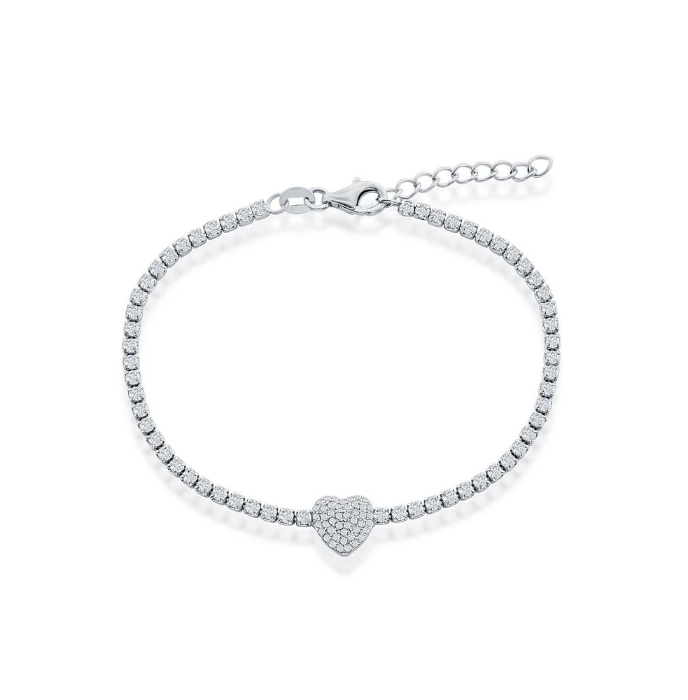 Simona Sterling Silver Cz Heart Tennis Bracelet