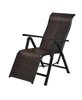 Gouun Patio Back Adjustable Rattan Folding Lounge Recliner