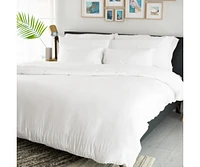 Cariloha Luxurious Sateen Duvet Cover | Queen | Solid White | Viscose Material | Soft, Comfortable & Wicks Moisture