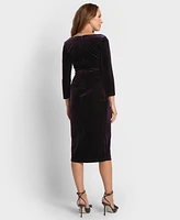 Seraphine Maternity Boat Neck Velvet Dress