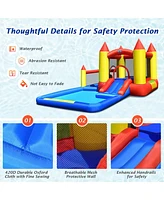 Gymax Inflatable Water Slide Castle Kids Bounce House Indoor & Outdoor w/ 480W Blower