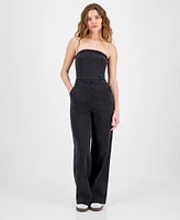 Tinseltown Juniors' Strapless Denim Jumpsuit