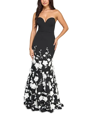 Say Yes Juniors' 3D Floral-Applique Mermaid Gown, Created for Macy's