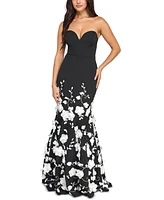 Say Yes Juniors' 3D Floral-Applique Mermaid Gown, Created for Macy's